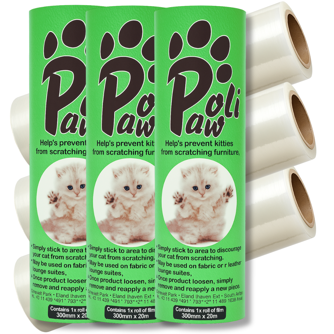 PoliPaw Transparent Furniture & Door Protector for Cats & Dogs THREE-PACK